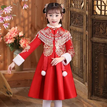 Рокля за момичета Хан 2022 ново детско рокля за участия в китайски стил за момичета Тан, рокля на принцеса