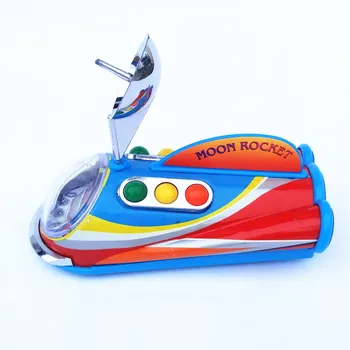 [Забавно] Колекция за възрастни Ретро Завийте Метална играчка Лидице Лунна Ракета Rover Ръчна Завийте играчка фигурки модел детски подарък
