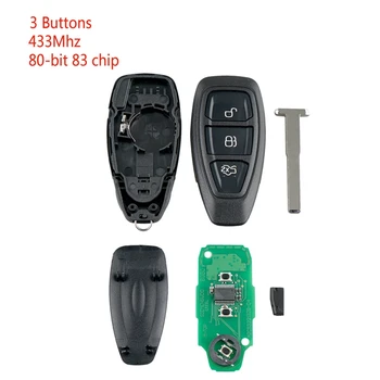 Авто умно Дистанционно ключ с 3 Бутона, Подходящи За Ford Focus C-Max, Kuga, Mondeo Fiesta B-Max 433 Mhz