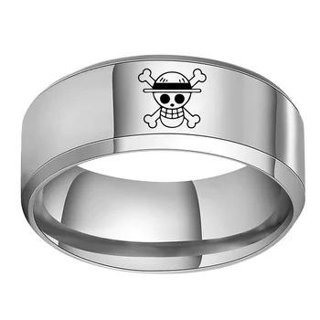 Продажба на едро крал на пиратите Luffy сламена шапка знак Пръстен Бижута От Неръждаема Стомана, Стари котва волана колоездач мъжки пръстен