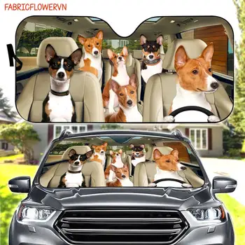 Сенника за кола Basenji, Украса на автомобил Basenji, Предното стъкло Basenji, Любители на кучета, сенника за кола с куче, Подарък за майка, Подарък за татко