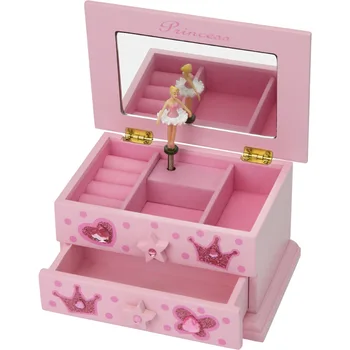 Луксозен Розова Кутия За Съхранение на Бижута, Органайзер за Момичета, Детски Дървена Многопластова Ковчег за Бижута, Органайзер За Съхранение, Носене, Подарък За Рожден Ден