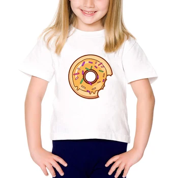 Тениска с принтом понички за момичета, Модерен детски Топ, ежедневна Детска Тениска с герои от Анимационни филми, детски Дрехи с кръгло деколте и къси ръкави за момичета, Директен доставка