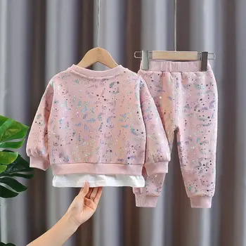 Комплекти детски дрехи за момичета, на Новост 2021 година, пролетта и есента Модерен детски костюм от две части в корейски стил, дрехи за момичета