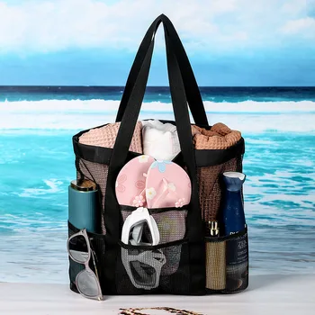 Ажурная Плажна чанта с 8 джоба, Окото Ръчна чанта на едно рамо, Чанта за съхранение на фитнес и плуване