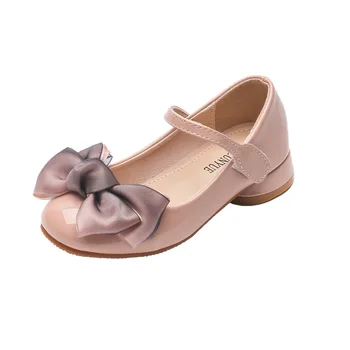 От 3 до 12 години 2020 г. Есенен Детски Обувки на висок ток За Момичета на Принцеси Вечерни Модни Обувки от лачена Кожа с лък Детски Сватбени Обувки