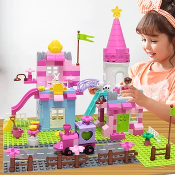 Момичета Принцеса Замък Строителни Блокове Играчка САМ Тухлена Монтаж на Строителни Тухли Строителни Играчки За Деца