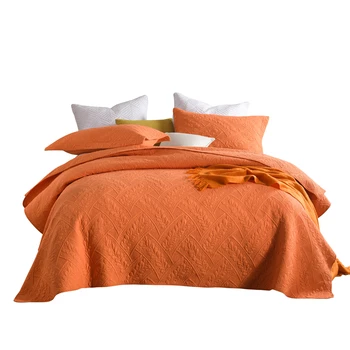 Ново оранжево покривало за легло Памучни Покривки Super King Size 230x250 см Одеяло 3 бр. Калъфки