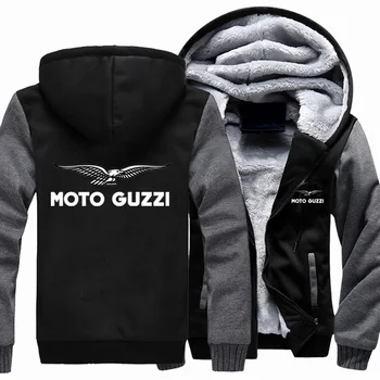 Зимни Блузи с Логото на Moto Guzzi, Мъжки Модни Палто с Цип, Руното Утепленная Hoody с Дълъг Ръкав, Пуловер, Яке, 7 Цвята