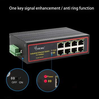 TXE036 8-Портов Промишлен Ethernet Switch Домашен Хъб 10/100 с Rj-45 Офис Wlan Сплитер Поддръжка на DC 9-58 В 1,5 W K1KF