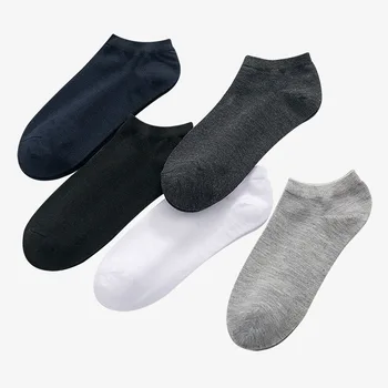10 парчета = 5 двойки едноцветни мъжки и женски чорапи-лодочек от чист памук за отдих и спорт.