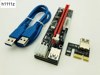 3 в 1 4pin Molex PCI-E Странично 6pin SATA 60 см PCIE 1x до 16x PCI Express Странично Карта за графична карта Antminer Биткойн Миньор Майнинг