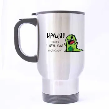 Горещ забавен Rawr означава, че аз те обичам в утайка от чаша с динозавром - Материал 100% неръждаема стомана, чаша за пътуване - размери 14 грама