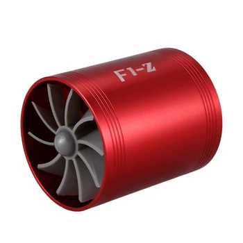 2X Двойна Турбина Turbo Зарядно Устройство за подаване на Въздух Газов Вентилатор за Икономия на Гориво За Кола (Червен)