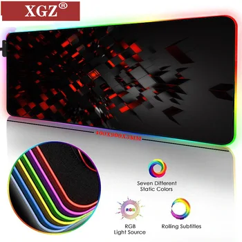 XGZ Розово триизмерен RGB подложка за мишка, Аксесоари и периферни устройства за лаптоп, led гумен тампон, Игри плейър, PC, нескользящий, 350x900x4 мм