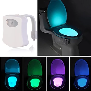 Интелигентен Сензор PIR Седалка За Тоалетна нощна светлина Led крушка RGB 8 Цвята Промяна осветление Чувствителна Активируемая Движение Led лампа