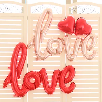 Балони Балони LOVE Siamesed Червено Сърце Балон Сватбена Украса Балон Романтика 