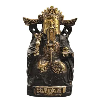 Китайското Древно Занаят Позлатена Медна Статуя На Бог На Богатството