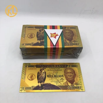 100 бр Зимбабве Златна Банкнота от един Милион Долара 30000003 НУЛИ Долар Златна Фолио Банкноти За Бизнес Подарък