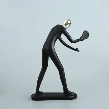 [Занаяти] Съвременната Абстрактна Скулптура тенис на маса фигурка играч на пинг-понг модел на Статуята на Художествена Дърворезба на Статуетка от смола Украса за дома