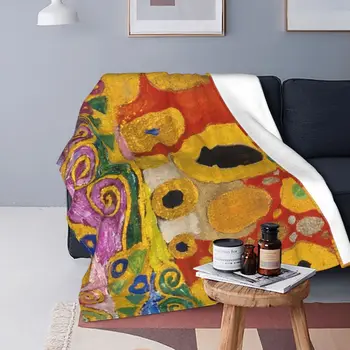 Одеало дошъл, естетическо изкуство фланелевого Одеяла Густав Климт Творческото за домашна, хотелска дивана 125*100cm