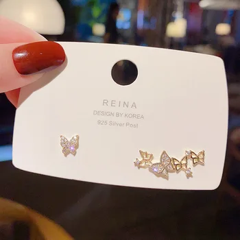 Продажба На Едро Стерлинги Сребърни Съобщение Пеперуда Родословни Обици Шипове Бижута Дамски Подарък