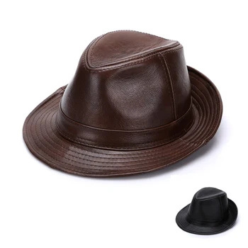 Mistdawn 100% Естествена Кожа за Мъже Фетровая шапка Фетровая Шапка Джаз Шапка Гангстерские Ежедневни Шапки