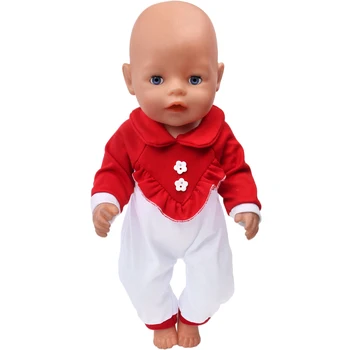 43 См Момче Американски Кукли Дрехи Сладък Червен Гащеризон Костюм Бебешки играчки, Подходящи 18 Инча Момичетата Кукла Подарък f586