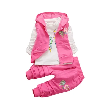 Бебешки Сладки Нови Комплекти спортно палто 2022 година, риза с цип за момичета, яке и Панталони, Комплект от 3 теми ярки цветове