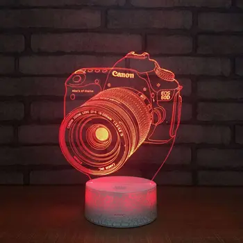 Камера Форма на 3D Настолна Лампа LED Touch 7 Промяна на Цвета лека нощ Начало Декор Детски Коледни Подаръци