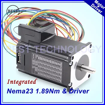 Nema23 1.89 Нм интегриран стъпков двигател със задвижване на двигателя на Nema 23 76 мм интегриран стъпков двигател 3A 4 тел вал D = 8 mm