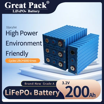 Акумулаторна 16 БР. 3.2 В 200AH Литиево-Йонна Батерия LiFePO4 Дълбок цикъл на 100% Пълен Капацитет на Нов Клас на Слънчевата Енергия Банка