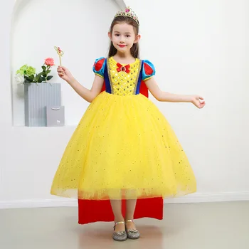 Хубава лятна рокля на принцеса за снежна момичета, кралят костюм за Хелоуин за малки момичета, коледна дрехи от 3 до 8 години