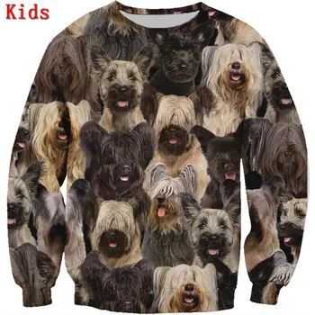 Ще имате куп Скай-териер, блузи с 3D принтом, ризи с дълги ръкави за момчета и момичета, детски hoody с животни
