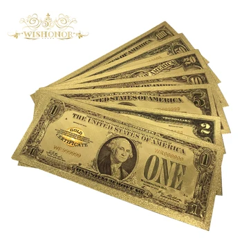 7 бр./лот най-Добрата цена за 1928 година, Цветни банкноти Америка 1 2 5 10 20 50 100 Доларова банкнота в 24-КАРАТОВО злато хартия за събиране