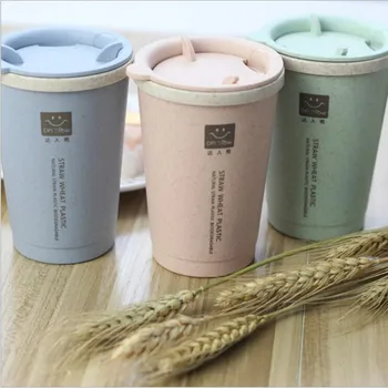 Креативна чаша от слама, пшеница, пластмасов преносима чаша за вода за мъже и жени, студентски сладка мини-чаша за двойки
