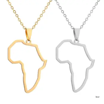 Куха Карта На Африка Висулка Колие От Неръждаема Стомана Африка Контур Висулка Верига Огърлица Бижута Африка Символ На Колие