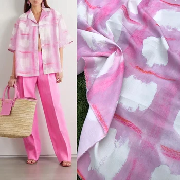 145*50 СМ 2020 ново печат абстрактни графити розови дрехи риза яке ръчно изработени сам потребителски тъкан