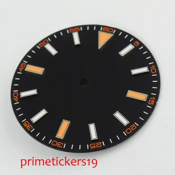30,8 мм черен циферблат оранжев циферблат часа е подходящ за MIYOTA 8205 8215 Mingzhu 2813 механизъм за самостоятелно ликвидация
