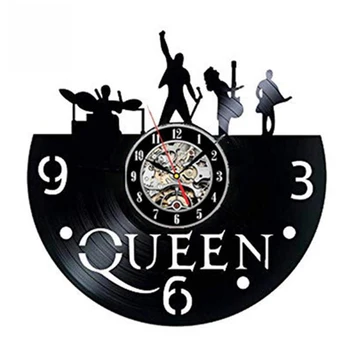 Queen Рок Група Реколта Vinyl Плоча Часовници Стенни Часовници С Led нощна светлина за Декорация на Дома Подаръци За Музикант reloj сравнение grande