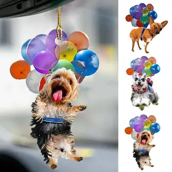 Цветни Мехурчета Happy Puppy Акрилна Автомобилна Медальон Окачен Украшение Интериор за Кола Сладко Кученце Огледало за Обратно виждане с Висулка