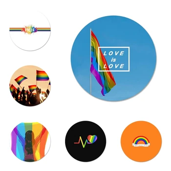 58 мм Гей Лесби ЛГБТ Дъга Гордост Икони Игли Икона Украса Брошки Метални Значки За Украса на Раницата