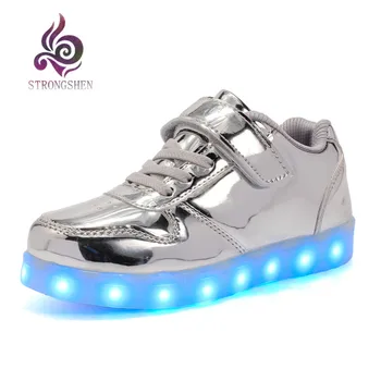 25-37 Размери, Нова Зареждане чрез USB, Led детски обувки с подсветка, Детски Ежедневни Светещи маратонки за момчета и момичета, Светещ обувки с изравняват повърхността