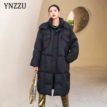 хаундстут дизайн водоустойчив коляното дамски 2021 есен зима модни нови корейски свободни средна дължина на бял утиный пух YNZZU 1O101