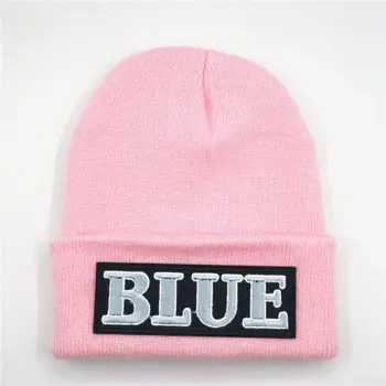 Памучен синя бродерия с букви, утепленная вязаная шапка зимна топла капачка, капачка-бини, шапка за мъже и жени, 44