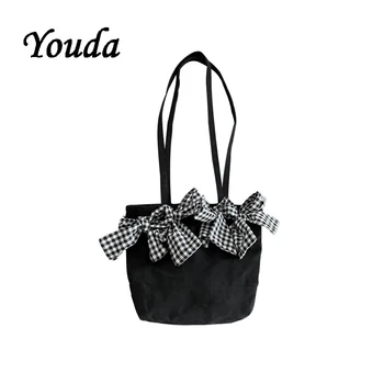 Youda Нова Дамски Обемна чанта-месинджър с Лък, Холщовые Чанти за студийни Пътувания, Пътна помещение, чанта За Съхранение, Pounch