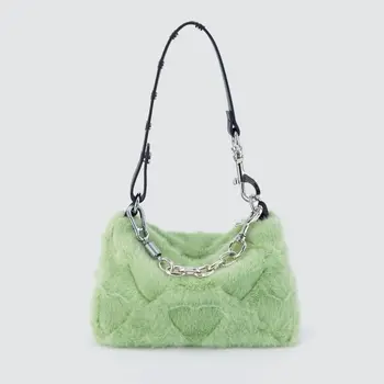 2021 Есента и Зимата Нова Чанта За Коса Корейската Версия на Чантата Мятно-Зелена Сладък Плюшен чанта за мобилен телефон за момичета