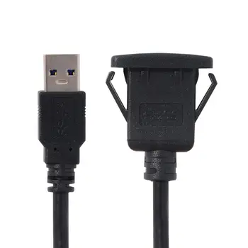 Jimier CY 1m Водоустойчив Един удължителен кабел USB 3.0 с Капаче за Определяне на Автомобилния Кабел AUX Панел на Арматурното табло