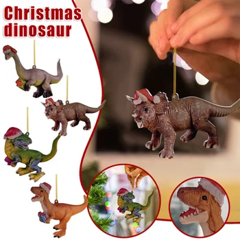 Коледен Акрилни Висулка С Динозавром, Творчески Карикатура, Статуята На Динозавър, Украшение, Празнична Парти, Украси За Коледната Елха